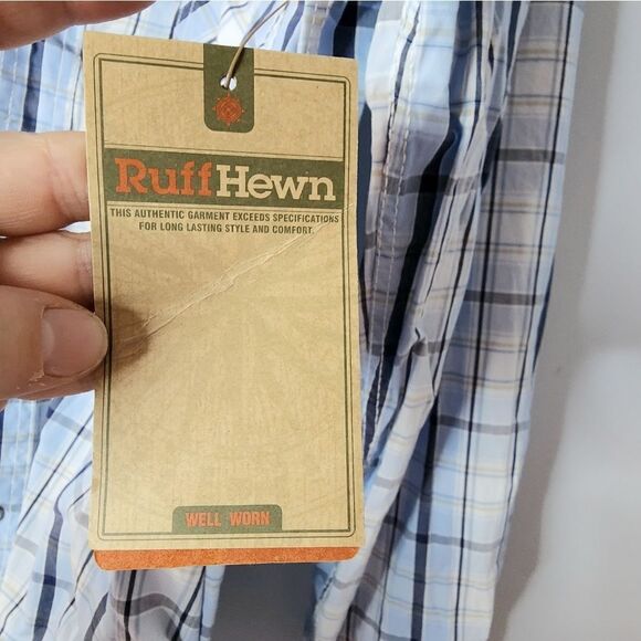 Ruff Hewn new with tags plaid blue shirt button down men's size XL - Picture 4 of 10